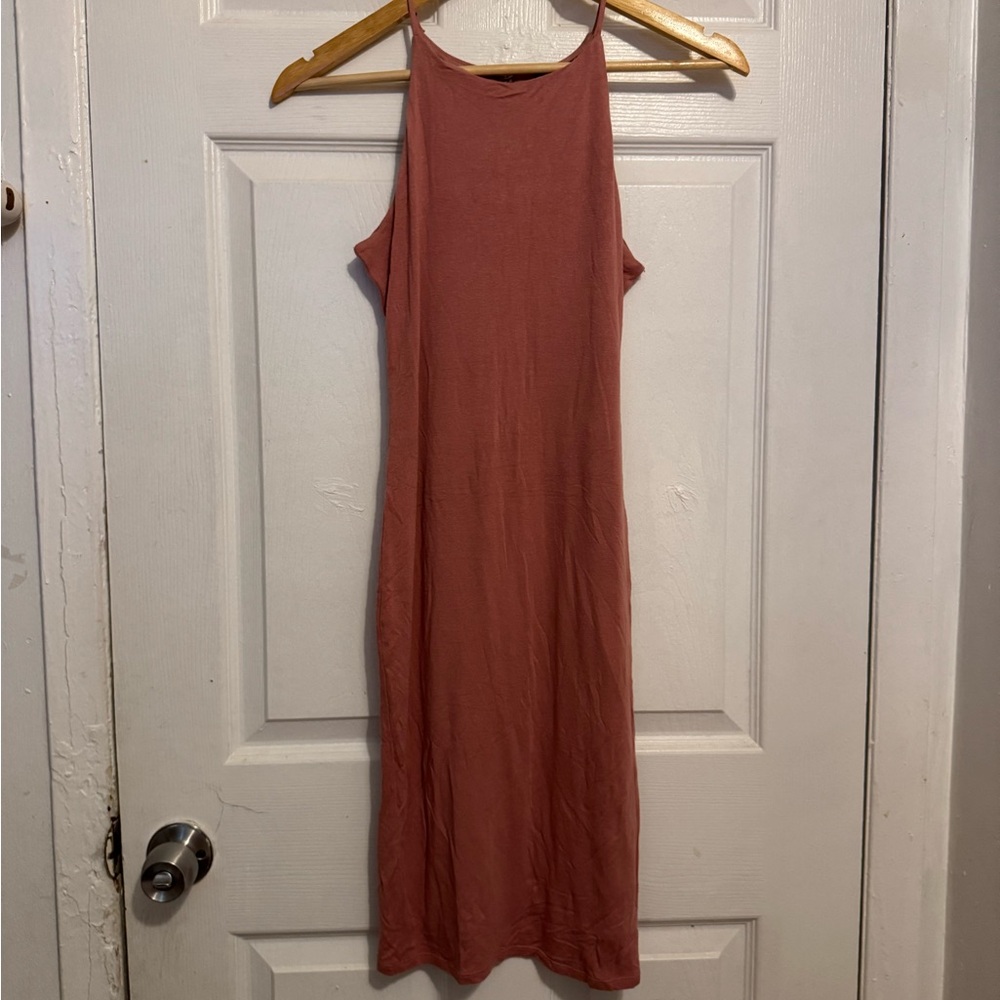 Joe & Elle Orange Sheath Halter Midi Dress